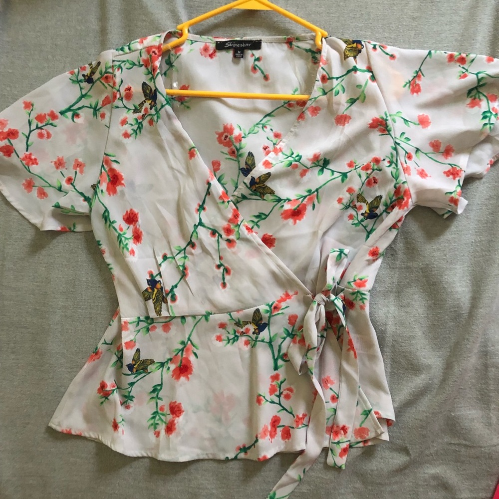 Floral wrap blouse